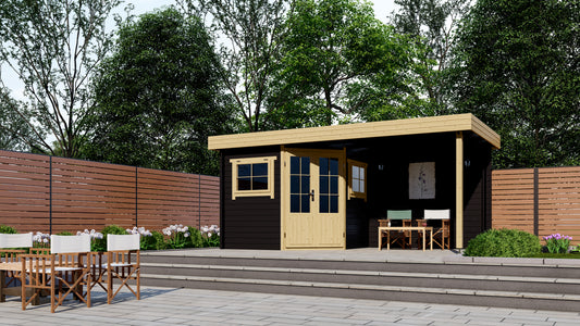 Interflex tuinhuis met overkapping modern 2556Z - 500 x 250