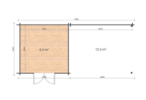 Image of Coyard tuinhuis met overkapping 3,3x7,5