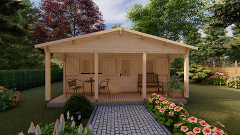 Image of Coyard tuinhuis met luifel 6x6